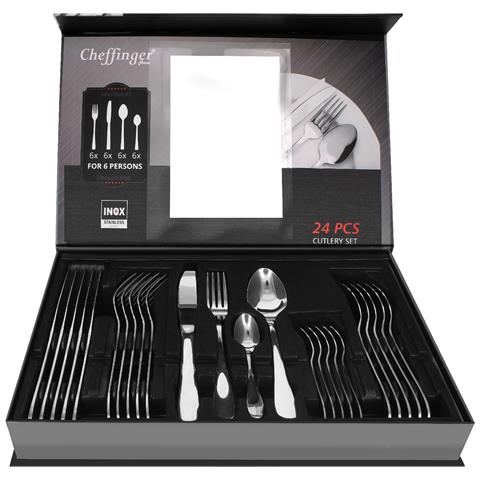 24 Pezzi Elegante Servizio Di Posate Per 6 Persone, Argento - Foto 1