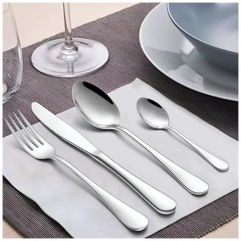 24 Pezzi Elegante Servizio Di Posate Per 6 Persone, Argento - Foto 2