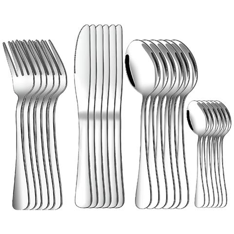 24 Pezzi Elegante Servizio Di Posate Per 6 Persone, Argento - Foto 5