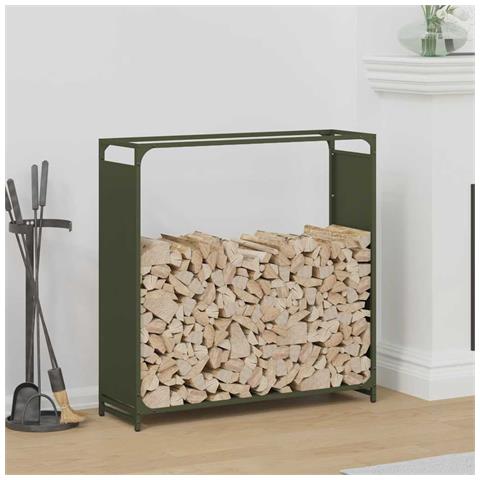 Rastrelliera per Legna da Ardere Verde Oliva 90x28x90 cm - Foto 1