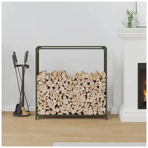 Rastrelliera per Legna da Ardere Verde Oliva 90x28x90 cm - Foto 9