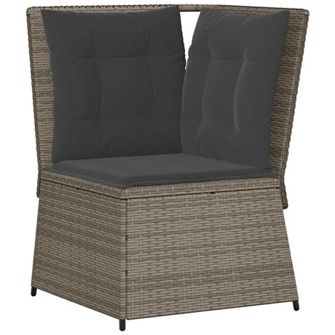 Divano Angolare Da Giardino Con Cuscini Grigio In Polyrattan - Foto 2