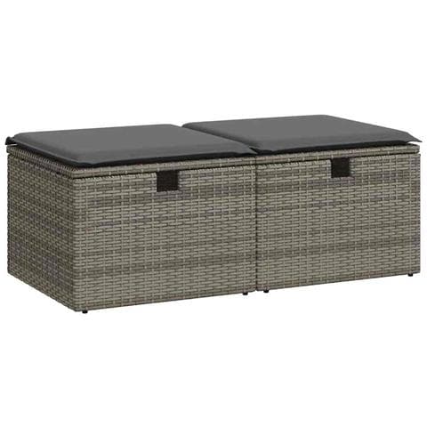 Set Divano Giardino 2 Pz Con Cuscini Grigio Polyrattan Acacia - Foto 2