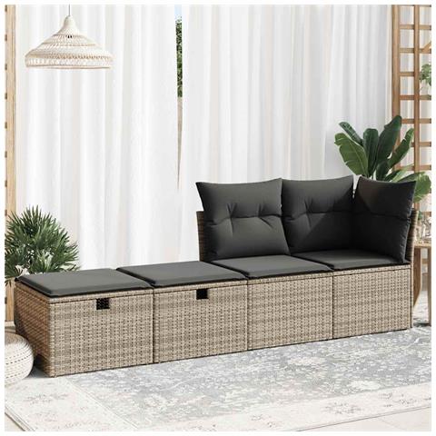 Set Divano Giardino 2 Pz Con Cuscini Grigio Polyrattan Acacia - Foto 3