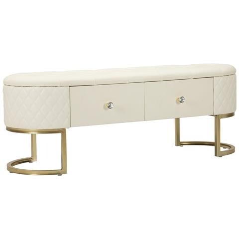 Panca Con Portaoggetti Mf302 - Bianco - Legno - 120x40x43 Cm - Foto 1