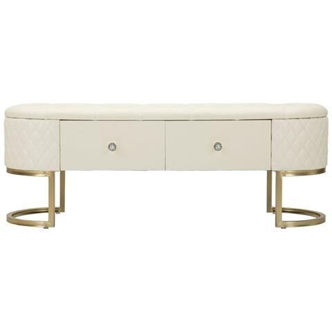 Panca Con Portaoggetti Mf302 - Bianco - Legno - 120x40x43 Cm - Foto 2