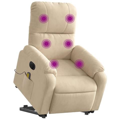 Lusso Casadino - Poltrona Alzapersona Reclinabile Massaggiante Crema Microfibra - Foto 2
