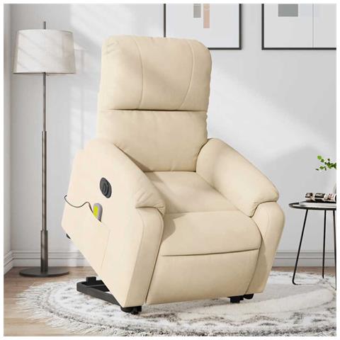 Lusso Casadino - Poltrona Alzapersona Reclinabile Massaggiante Crema Microfibra - Foto 8