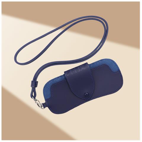 Custodia Portatile Per Occhiali Da Sole In Pelle Pu Con Cordoncino Da Collo Blue - Foto 2
