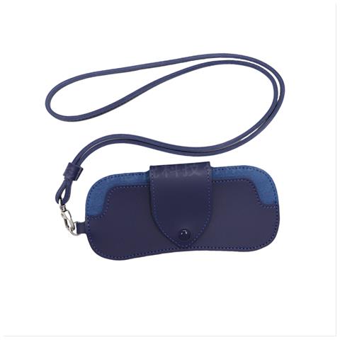 Custodia Portatile Per Occhiali Da Sole In Pelle Pu Con Cordoncino Da Collo Blue - Foto 4