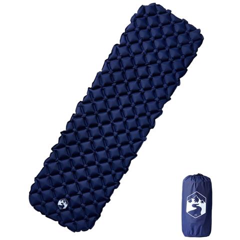Materasso Campeggio Gonfiabile 1 Persona Blu Marino 190x58x6 cm - Foto 1