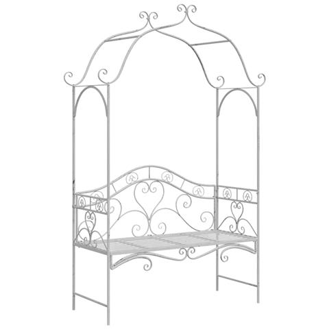 Panchina Bianca Metallo 121 x 48 x 200 cm Intarsi decorativi - Foto 1