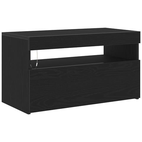 Mobile TV  con luci LED, Nero Rovere, 75x35x40 cm, in legno ingegnerizzato - Foto 1