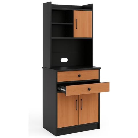 Armadio Da Cucina Alto Credenza Multiuso Mobile Salvaspazio Nero E Quercia - Foto 2