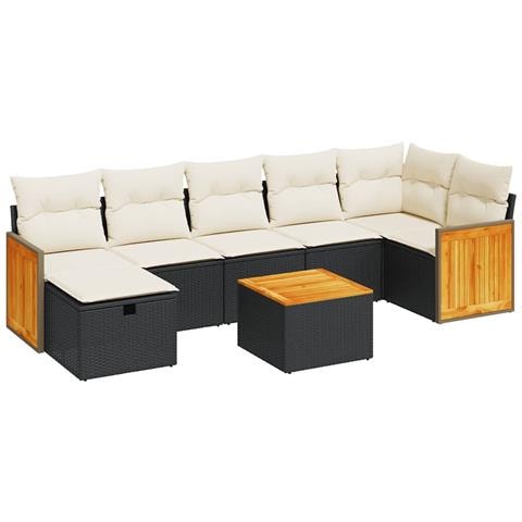Set Divani da Giardino con Cuscini 8 pz Nero in Polyrattan - Foto 1