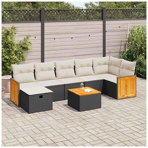 Set Divani da Giardino con Cuscini 8 pz Nero in Polyrattan - Foto 2