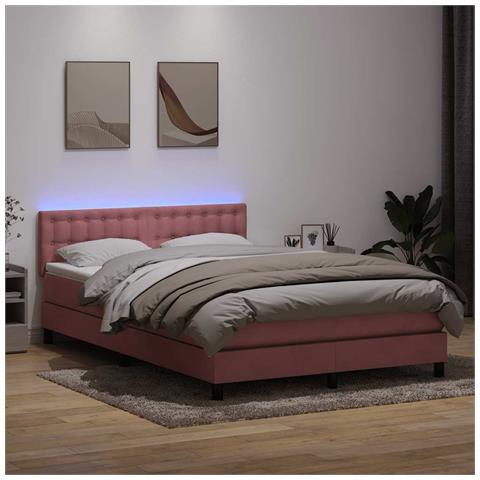 Giroletto a Molle con Materasso Rosa 140x210 cm in Velluto - Foto 2