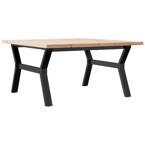 Tavolino Salotto Telaio a Y 90x90x45,5 cm Legno Pino e Acciaio - Foto 1