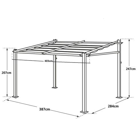 Pergola A Parete 3 × 4 M Fréjus Taupe - Struttura In Alluminio - Foto 2