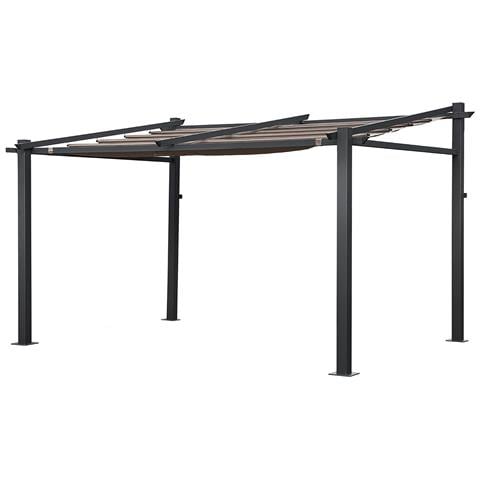 Pergola A Parete 3 × 4 M Fréjus Taupe - Struttura In Alluminio - Foto 1
