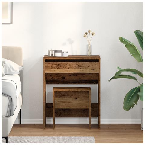 Toeletta  con Specchio in Legno Vecchio in Legno Ingegnerizzato - Foto 2