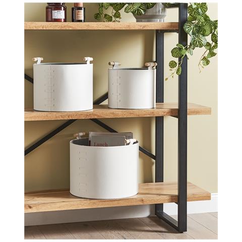 Set Di 3 Cestini Aram Pelle Sintetica Bianco Sporco - Foto 1