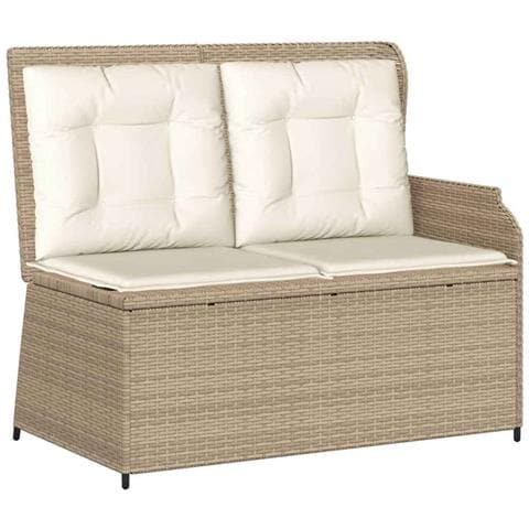 Panca Reclinabile da Giardino con Cuscini Beige in Polyrattan - Foto 1