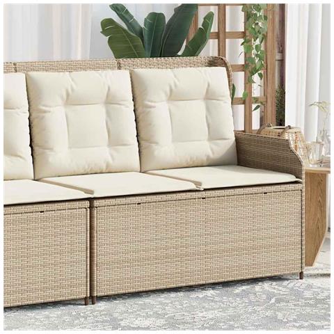 Panca Reclinabile da Giardino con Cuscini Beige in Polyrattan - Foto 2