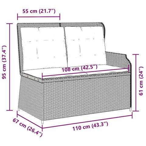 Panca Reclinabile da Giardino con Cuscini Beige in Polyrattan - Foto 9