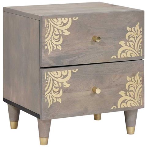 Armadio da Notte Grigio 40 x 33 x 46 cm legno massello di mango - Foto 1