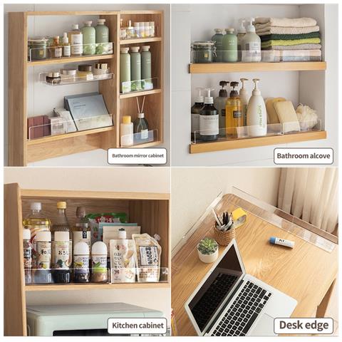 Divisorio Per Scaffali In Acrilico Trasparente - Organizzatore Antiscivolo Per Cucina E Bagno  Xl - Foto 3