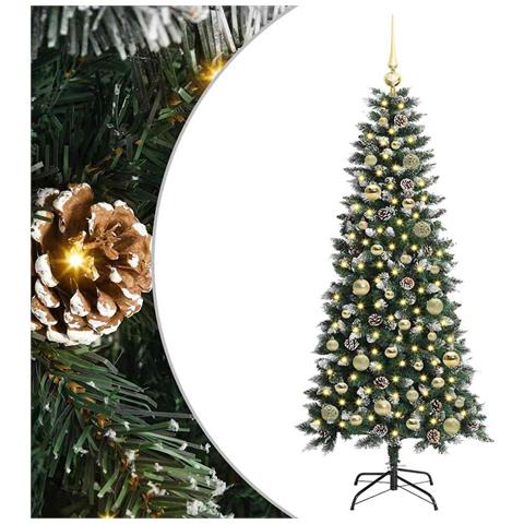 Albero di Natale artificiale con 150 LED Verde 150 cm - Foto 1