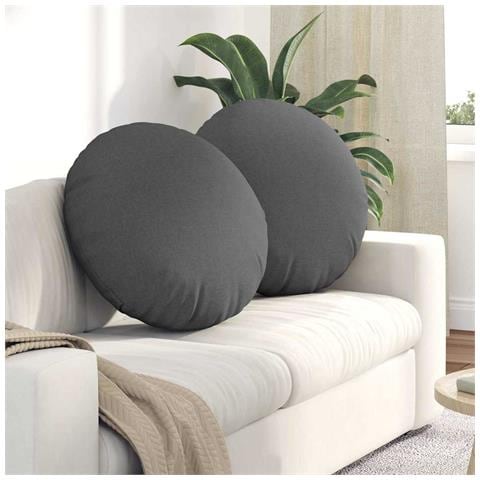 Cuscini per Seduta 2 pcs Grigio scuro Ø60 x 21 cm Tessuto - Foto 2