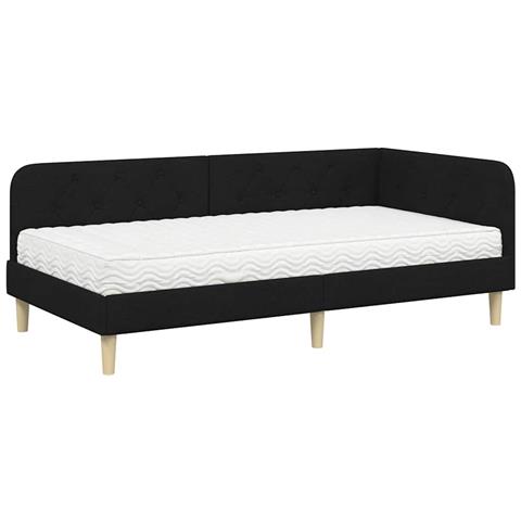 Cornice del letto ad angolo Nero 90 x 200 cm Tessuto - Foto 1