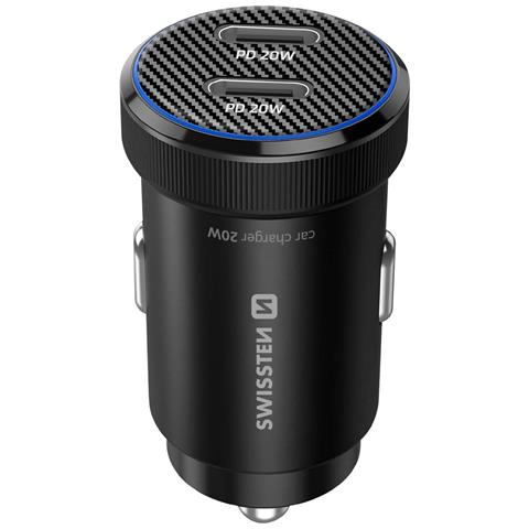 Caricatore Per Auto A Ricarica Rapida 20w 2x Usb-c Power Delivery, Nero - Foto 1