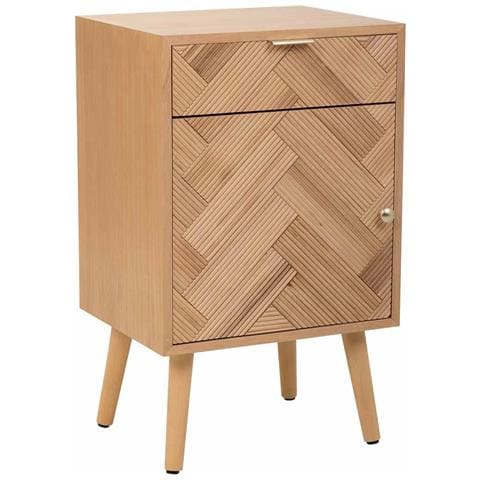 Comodino In Legno Con 1 Porta E 1 Cassetto Marrone 42x34x70 - Foto 1