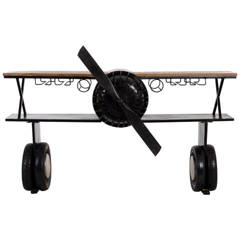 Mobile Bar Portabottiglie Con Ruote Nero 180x58x98h Cm - Foto 2