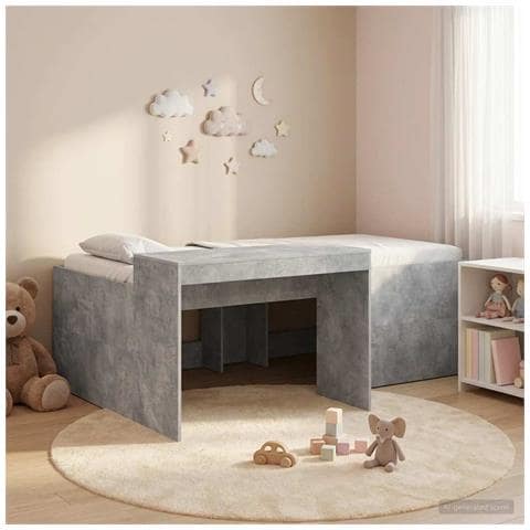 Letto alto per bambini con scrivania Grigio Cemento 80 x 200 cm - Foto 2