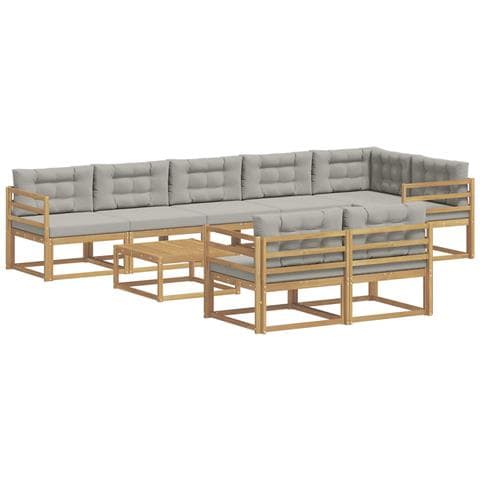 Set di divani da esterno 9 pcs Bianco e Grigio Chiaro - Foto 1