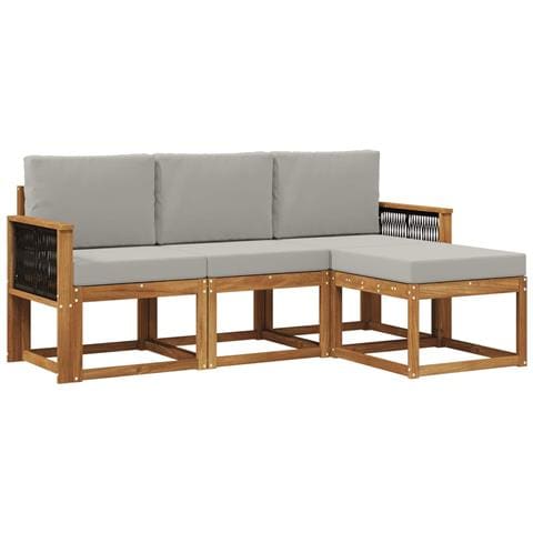 Set di divani da esterno 4 pcs Naturale e Grigio Chiaro - Foto 1