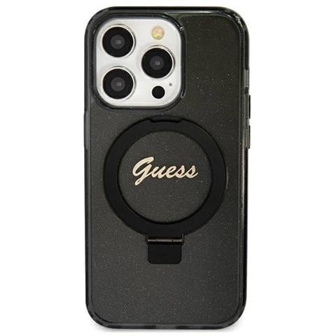 Iphone 12/12 Pro - Custodia Nera Guess Ring Stand Script Glitter Magsafe - Foto 1
