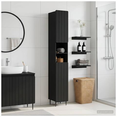 Armadio da Bagno con Ripiano Aperto ZWOLLE Nero - Foto 2