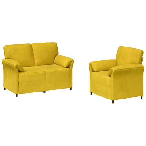 Set di divani 2 pz Giallo Velluto - Foto 1