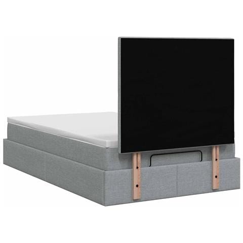 Letto ottomano con materasso Grigio Chiaro 120 x 190 cm Tessuto - Foto 9