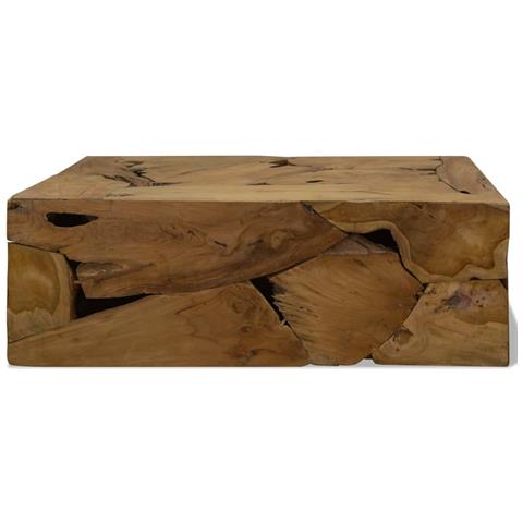 Tavolino da Caffè in Autentico Legno di Teak 90x50x30cm Marrone - Foto 6