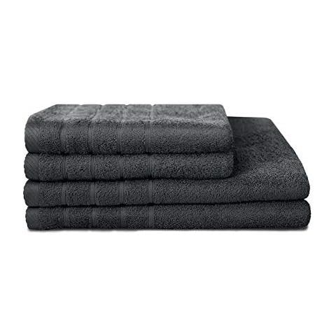Bella Casa Set Di 2 + 2 Teli Doccia 100% Lenzuola Di Cotone - 50x100 Cm / 70x140 Cm - Antracite - Foto 1
