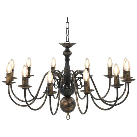 Candelabro Stile Anticato Nero 12 Lampadine E14 - Foto 1