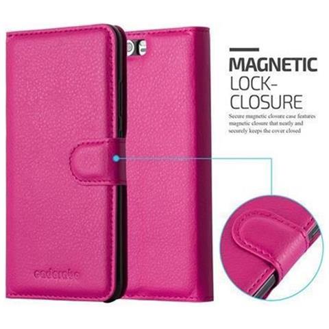 Custodia Compatibile Con Huawei P10 Plus In Rosa Vivo - Coperchio Protettiva Con Chiusura Magnetica, Funzione Stand E Tasca Per Le Carte - Foto 2