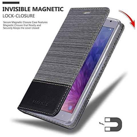 Custodia Compatibile Con Samsung Galaxy J4 2018 In Grigio Nero - Coperchio Protettiva Con Chiusura Magnetica, Funzione Stand E Tasca Per Le Carte - Foto 2