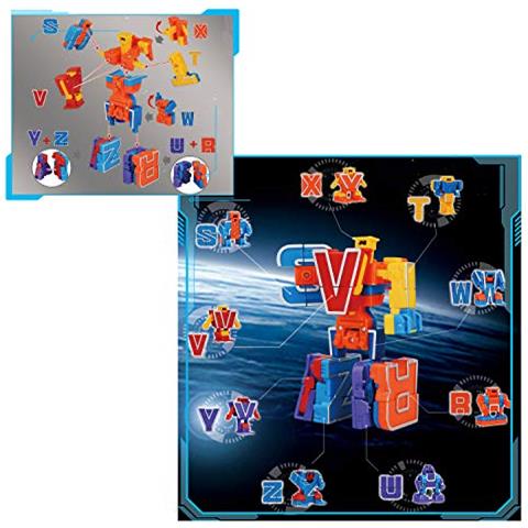 Alfabeto Robot Action Figure Giocattoli Per Bambini Abc Learning, Festa Di Compleanno, Ricompense Per Le Aule Scolastiche, Premi Di Carnevale, Giocattolo Educativo Prescolare, Imbottiture Per Cesti Pasquali, Imbottiture Per Calze Natalizie - Foto 2